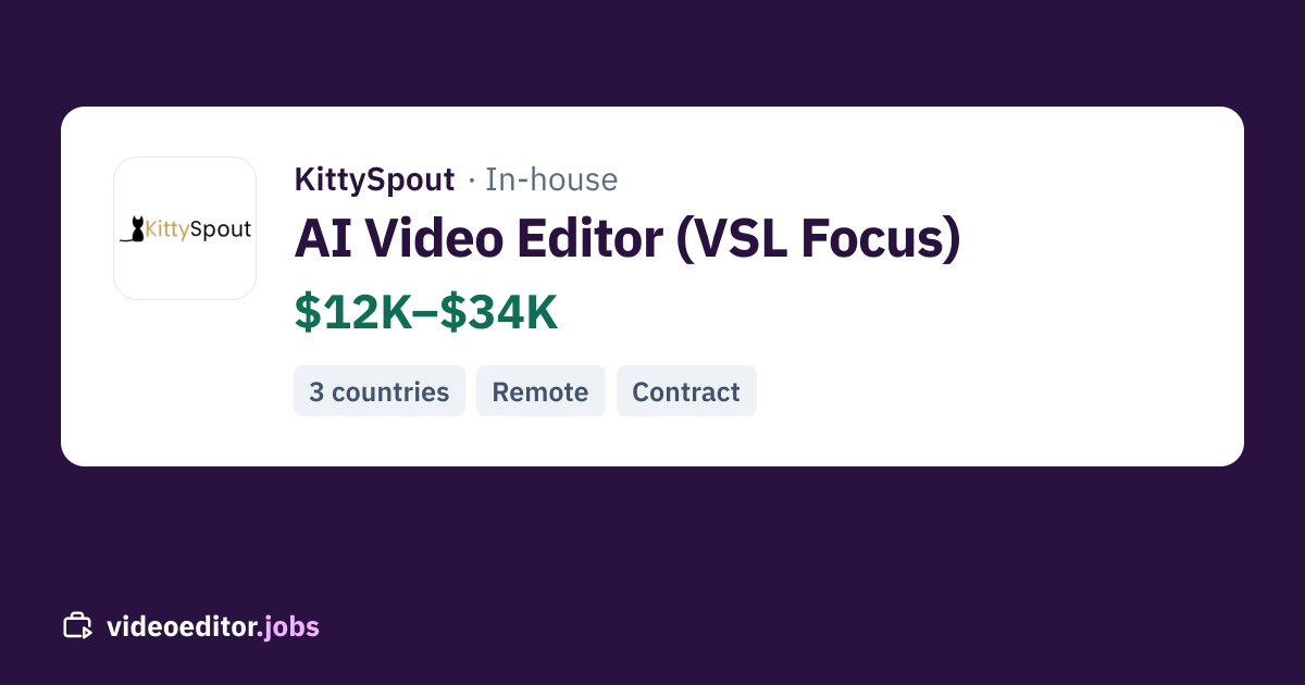 AI Video Editor (VSL Focus) at KittySpout (Remote) | videoeditor.jobs